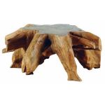 Pied de table basse en bois brut avant relooking à istres